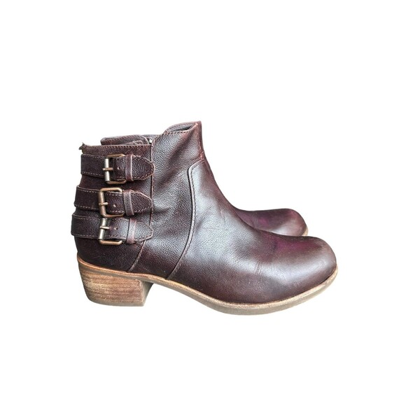 Ugg Volta Brown Leather Ankle Booties Size 8 - Picture 1 of 6
